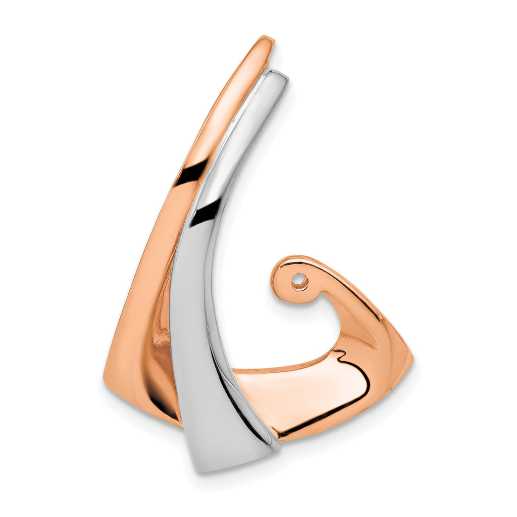 14K W & Rose Omega Slide With Peg Fits up to 2mm, 6mm Reversible