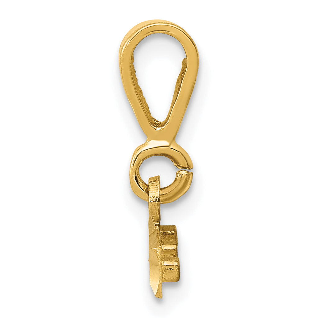 14K Small Brushed Diamond-cut Top Charm
