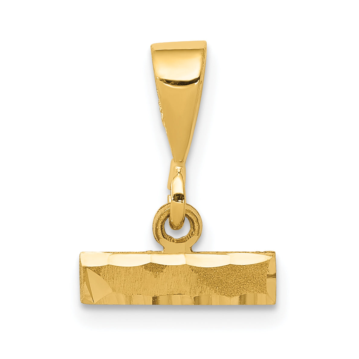 14k Small Brushed Diamond-cut Top Charm