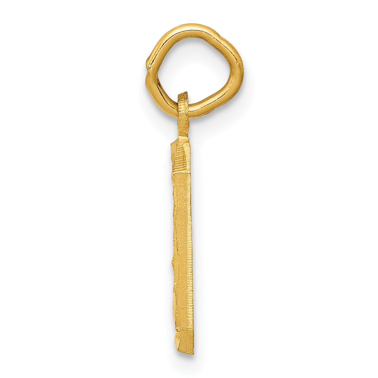 14K Small Brushed Diamond-cut Number 0 Charm Secondary image