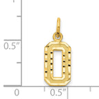 14K Small Brushed Diamond-cut Number 0 Charm