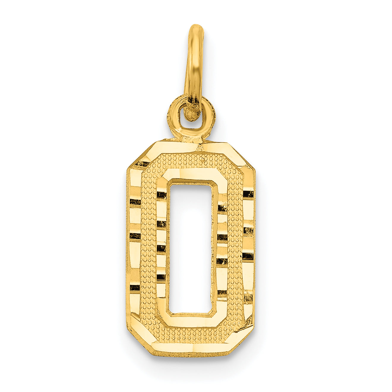 14k Small Brushed Diamond-cut Number 0 Charm Main image