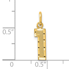 14K Small Brushed Diamond-cut Number 1 Charm