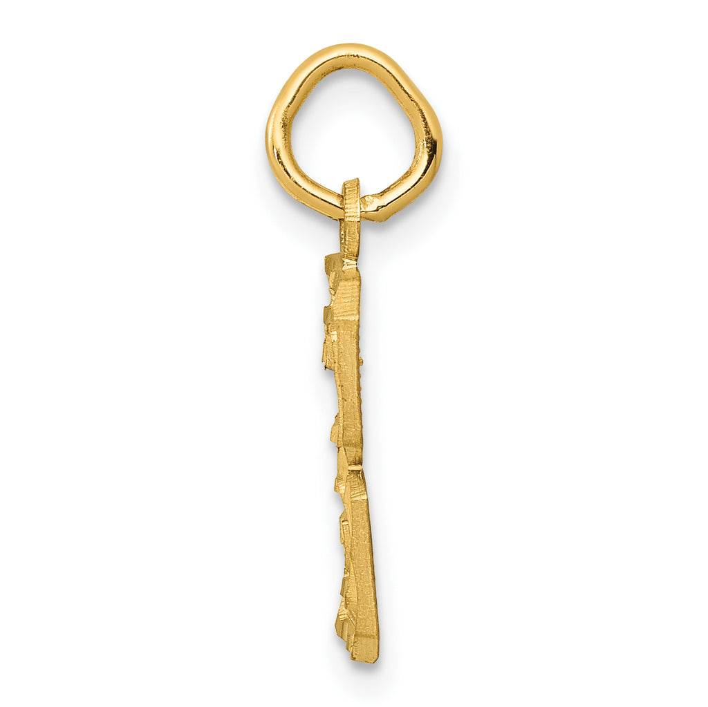 14K Small Brushed Diamond-cut Number 3 Charm