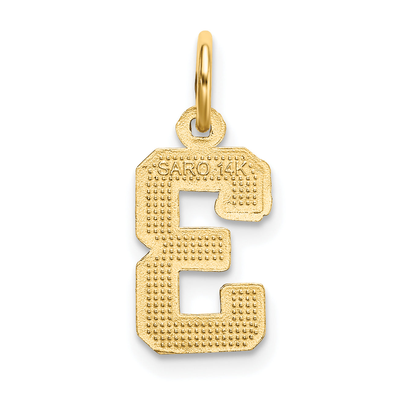 14K Small Brushed Diamond-cut Number 3 Charm