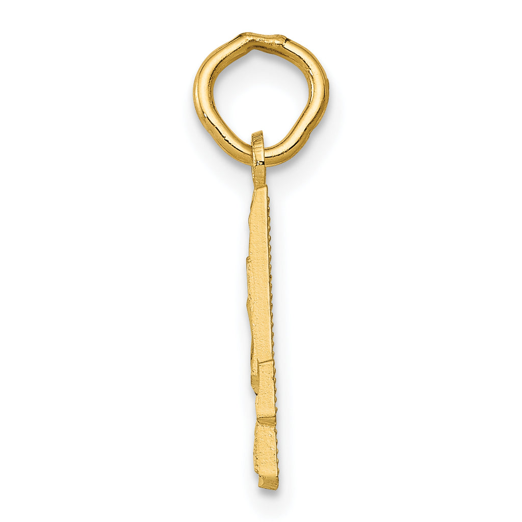 14K Small Brushed Diamond-cut Number 4 Charm