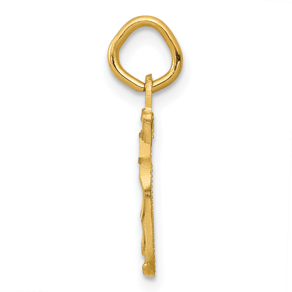 14K Small Brushed Diamond-cut Number 5 Charm
