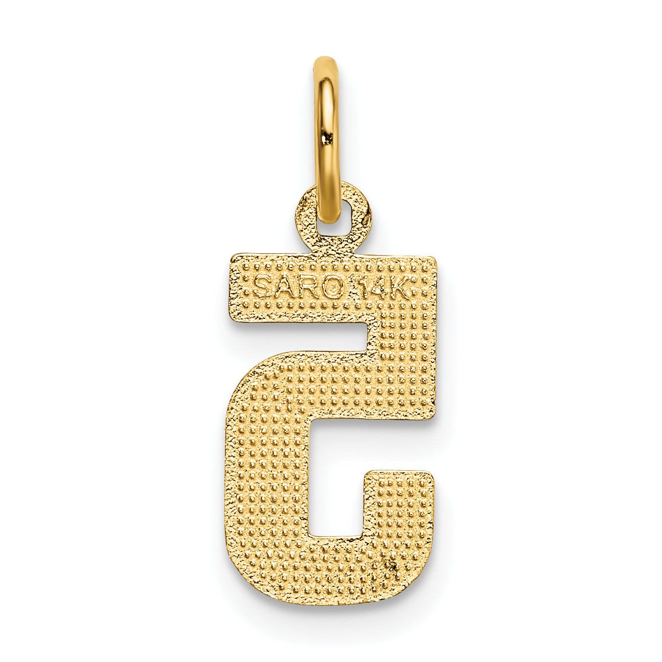 14K Small Brushed Diamond-cut Number 5 Charm