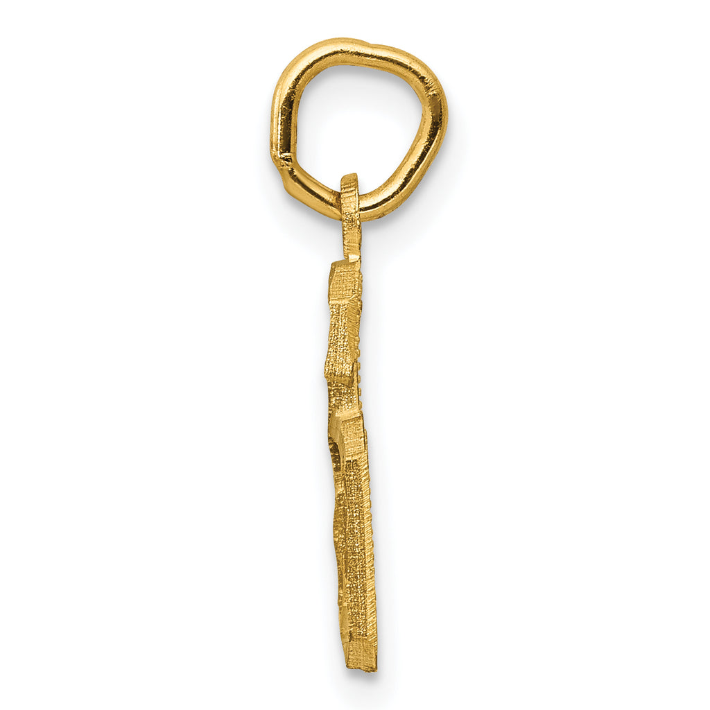 14K Small Brushed Diamond-cut Number 6 Charm
