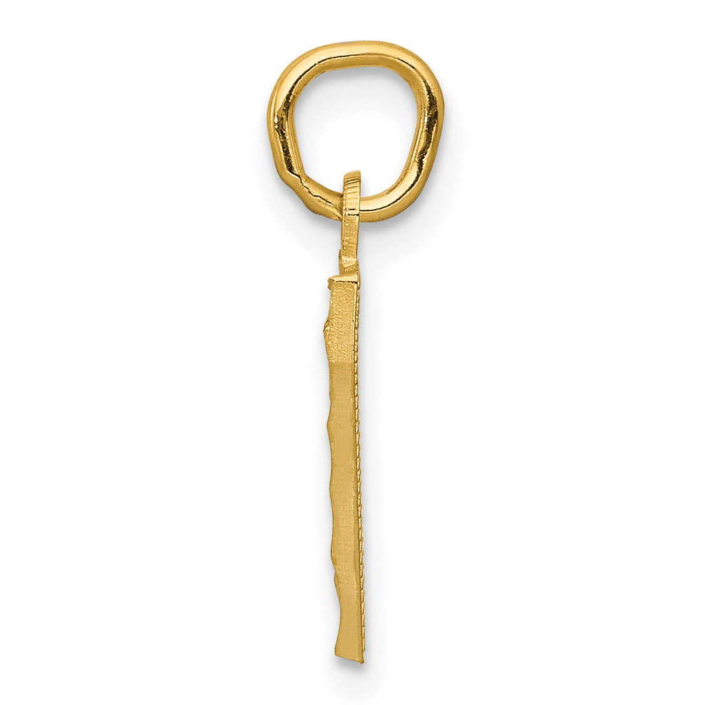 14K Small Brushed Diamond-cut Number 7 Charm