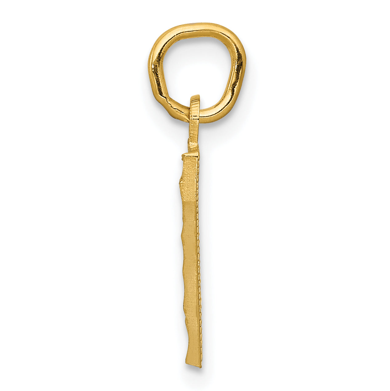 14K Small Brushed Diamond-cut Number 7 Charm
