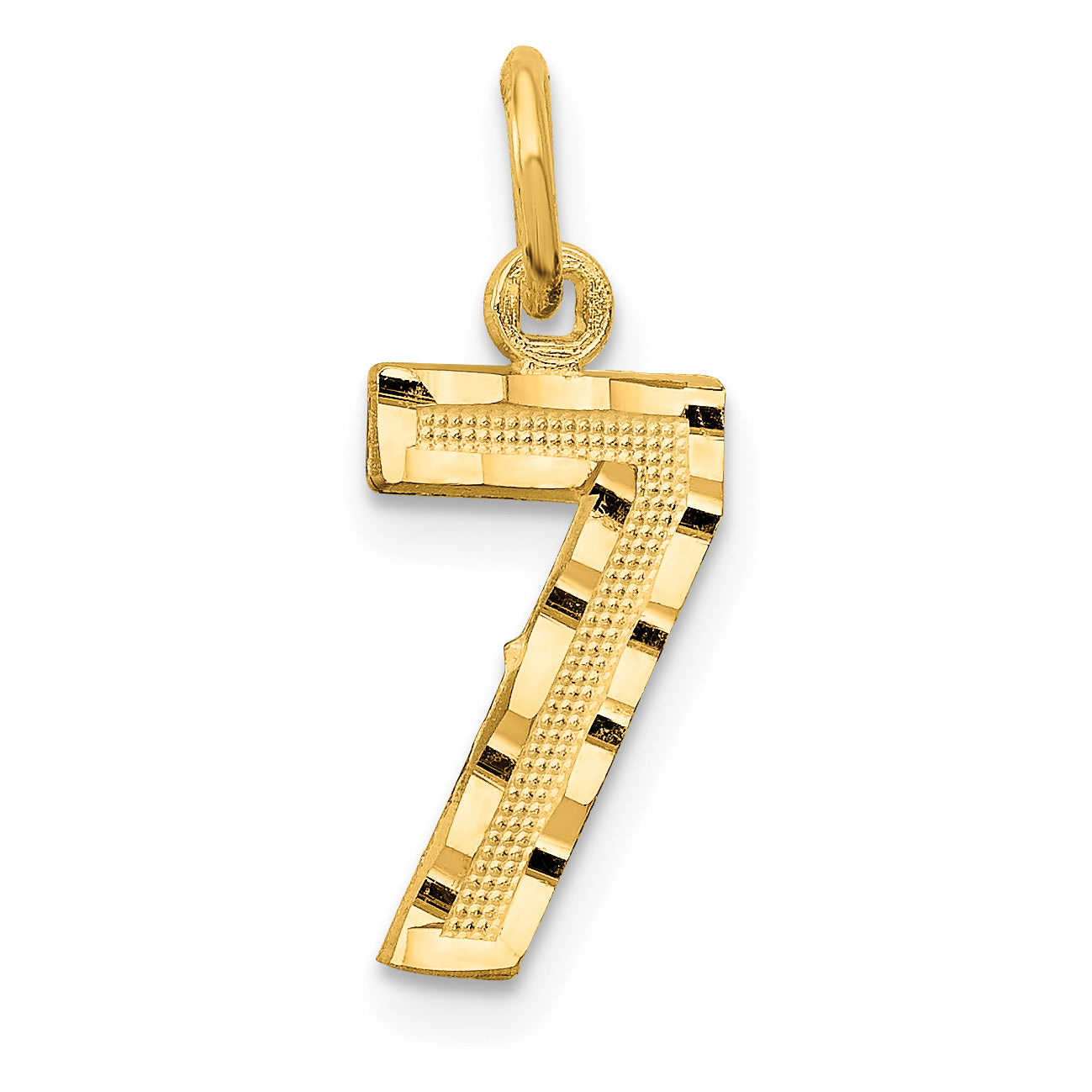 14k Small Brushed Diamond-cut Number 7 Charm Main image