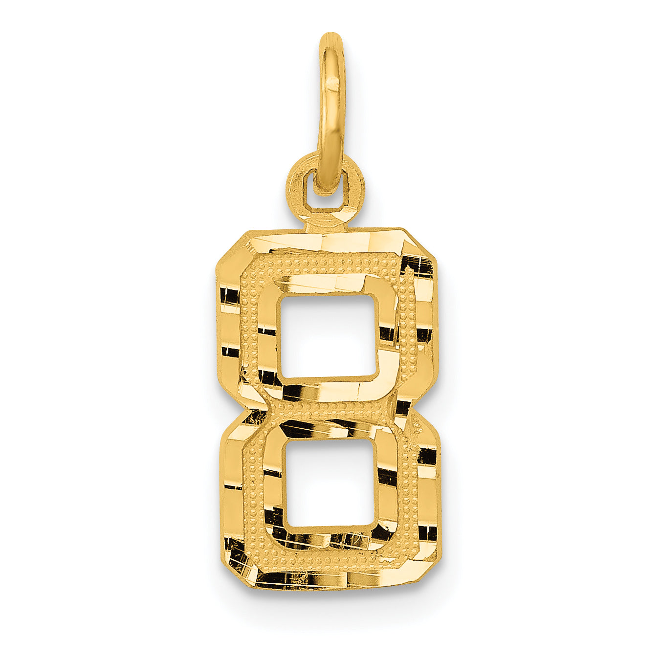 14k Small Brushed Diamond-cut Number 8 Charm Main image