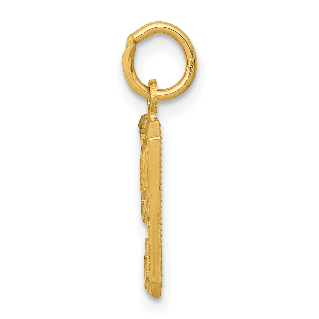 14K Small Brushed Diamond-cut Number 9 Charm Secondary image