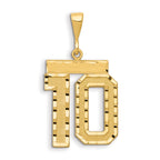 14k Small Brushed Diamond-cut Number 10 Charm