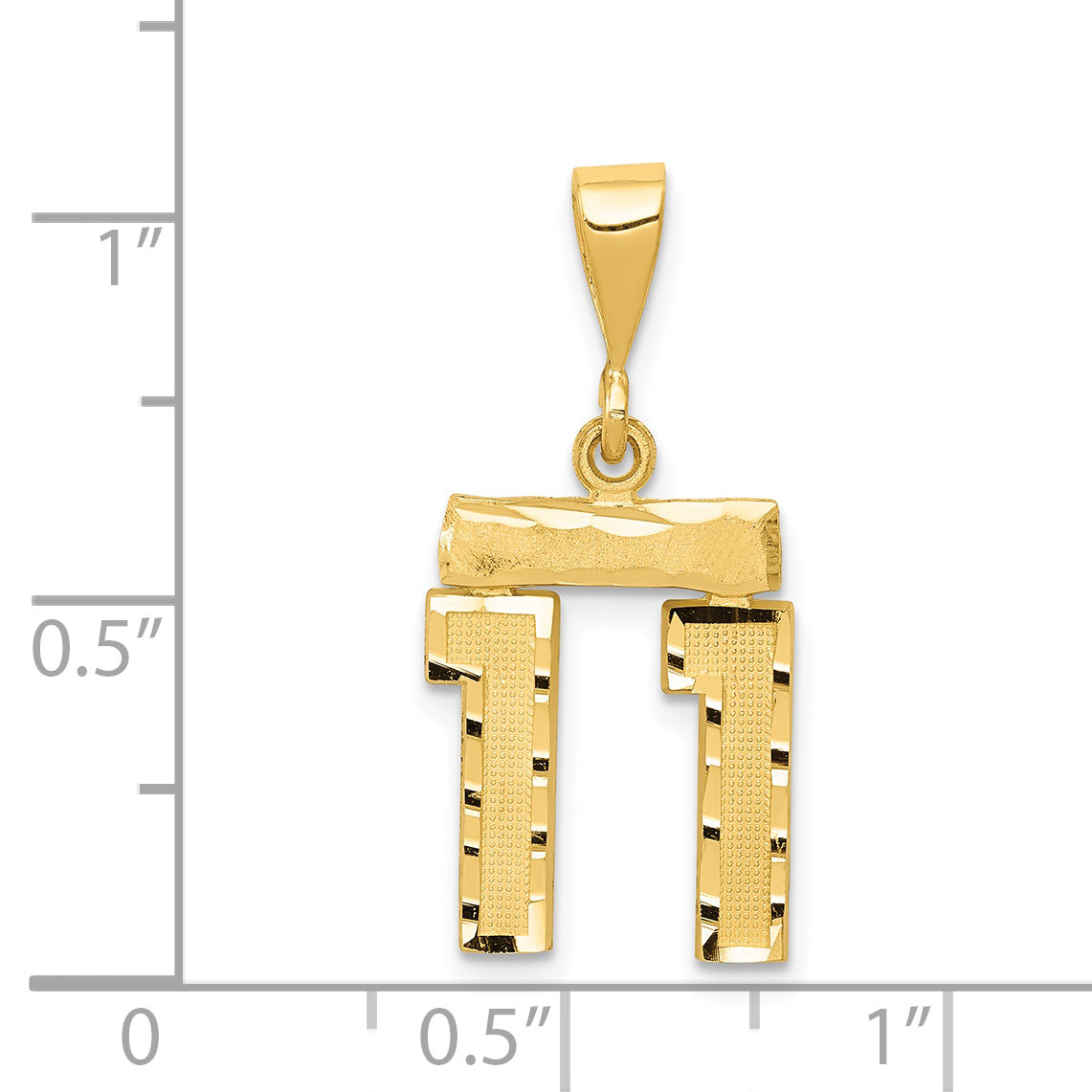 14K Small Diamond-cut Number 11 Charm