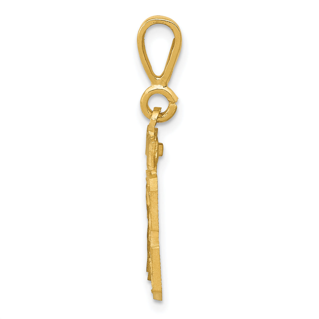 14K Small Diamond-cut Number 13 Charm