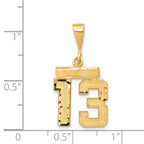 14K Small Diamond-cut Number 13 Charm
