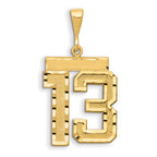 14k Small Brushed Diamond-cut Number 13 Charm