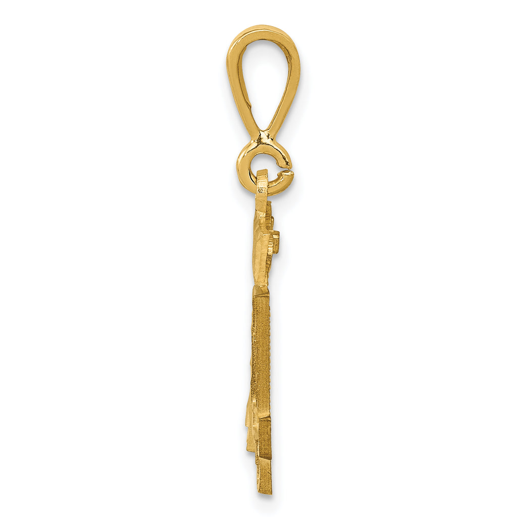14K Small Diamond-cut Number 14 Charm