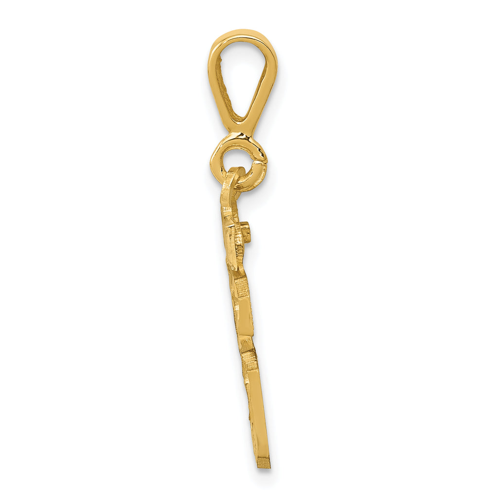 14K Small Brushed Diamond-cut Number 16 Charm