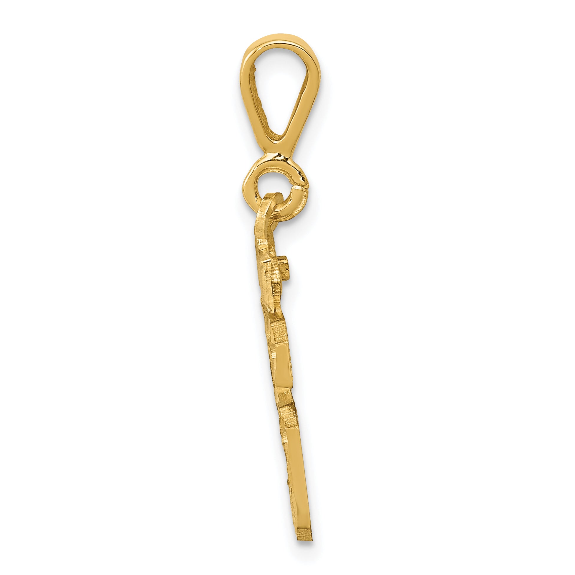 14K Small Brushed Diamond-cut Number 16 Charm