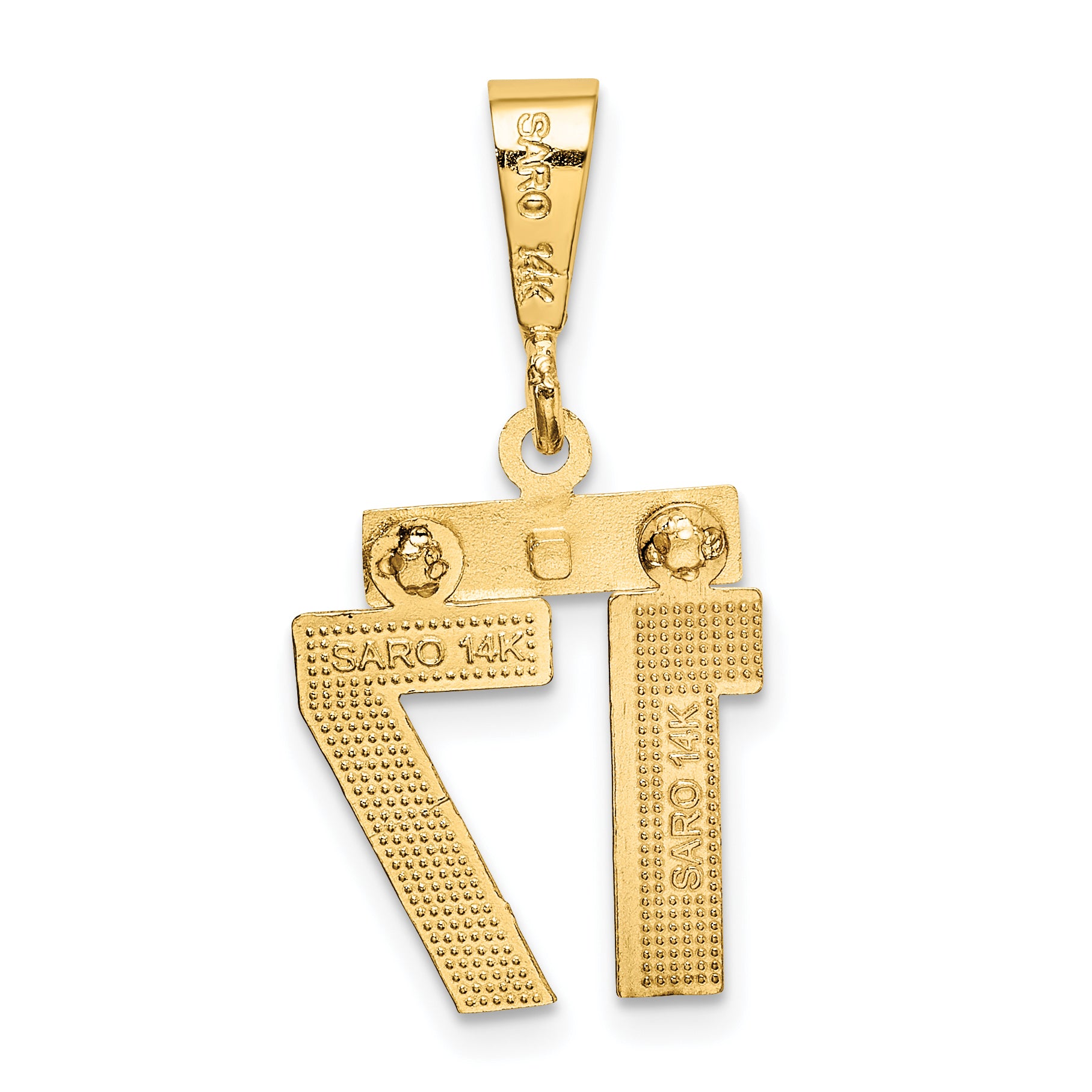 14K Small Diamond-cut Number 17 Charm