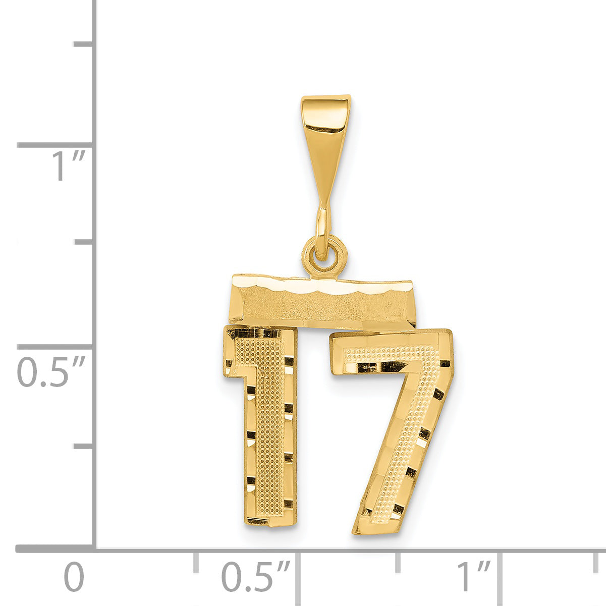 14K Small Diamond-cut Number 17 Charm