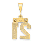 14K Small Diamond-cut Number 21 Charm