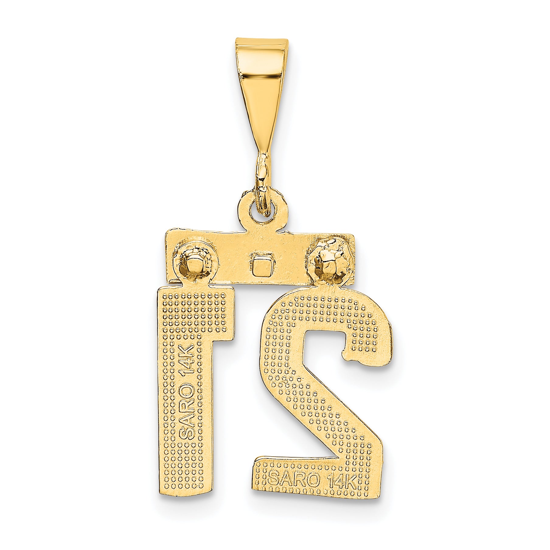 14K Small Diamond-cut Number 21 Charm