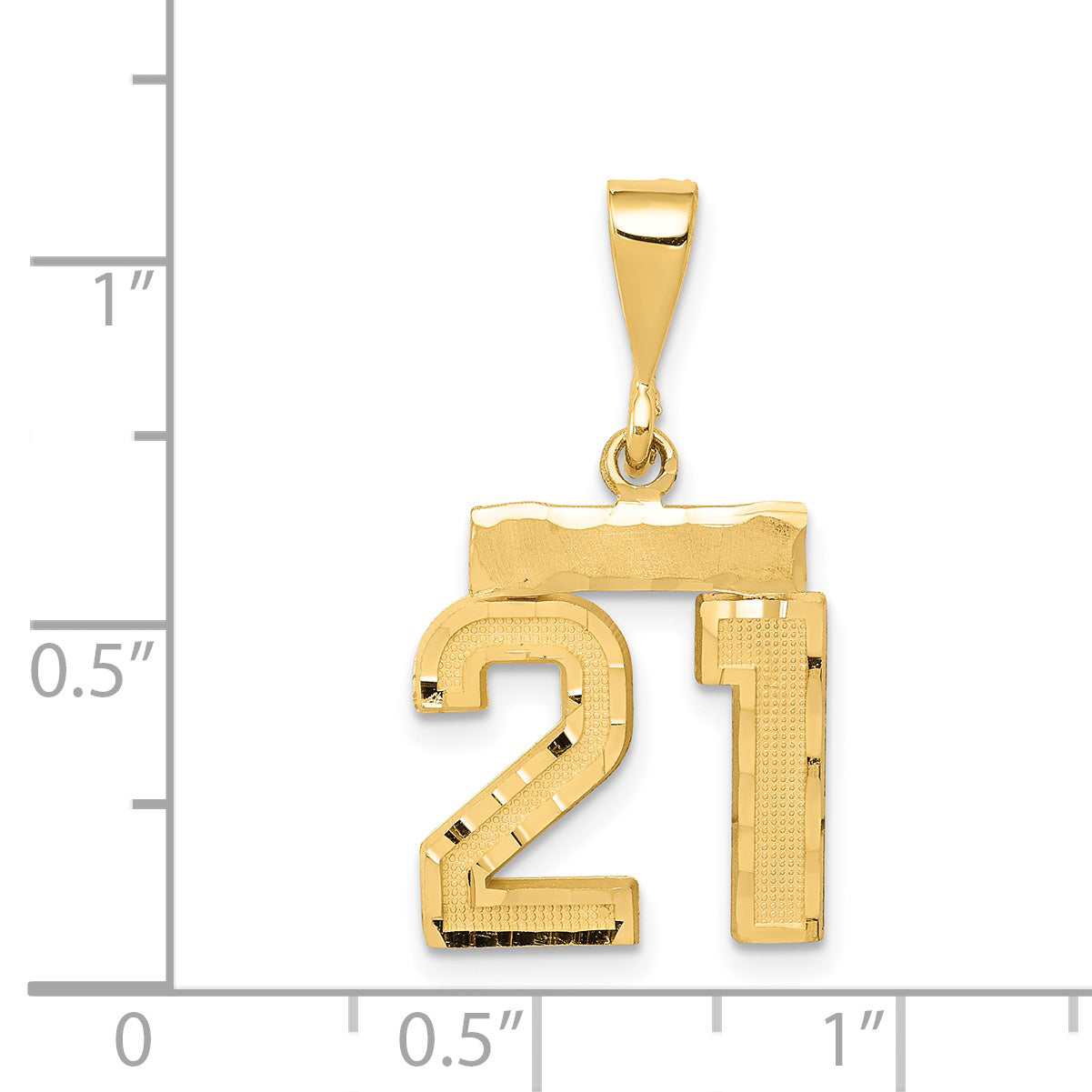 14K Small Diamond-cut Number 21 Charm