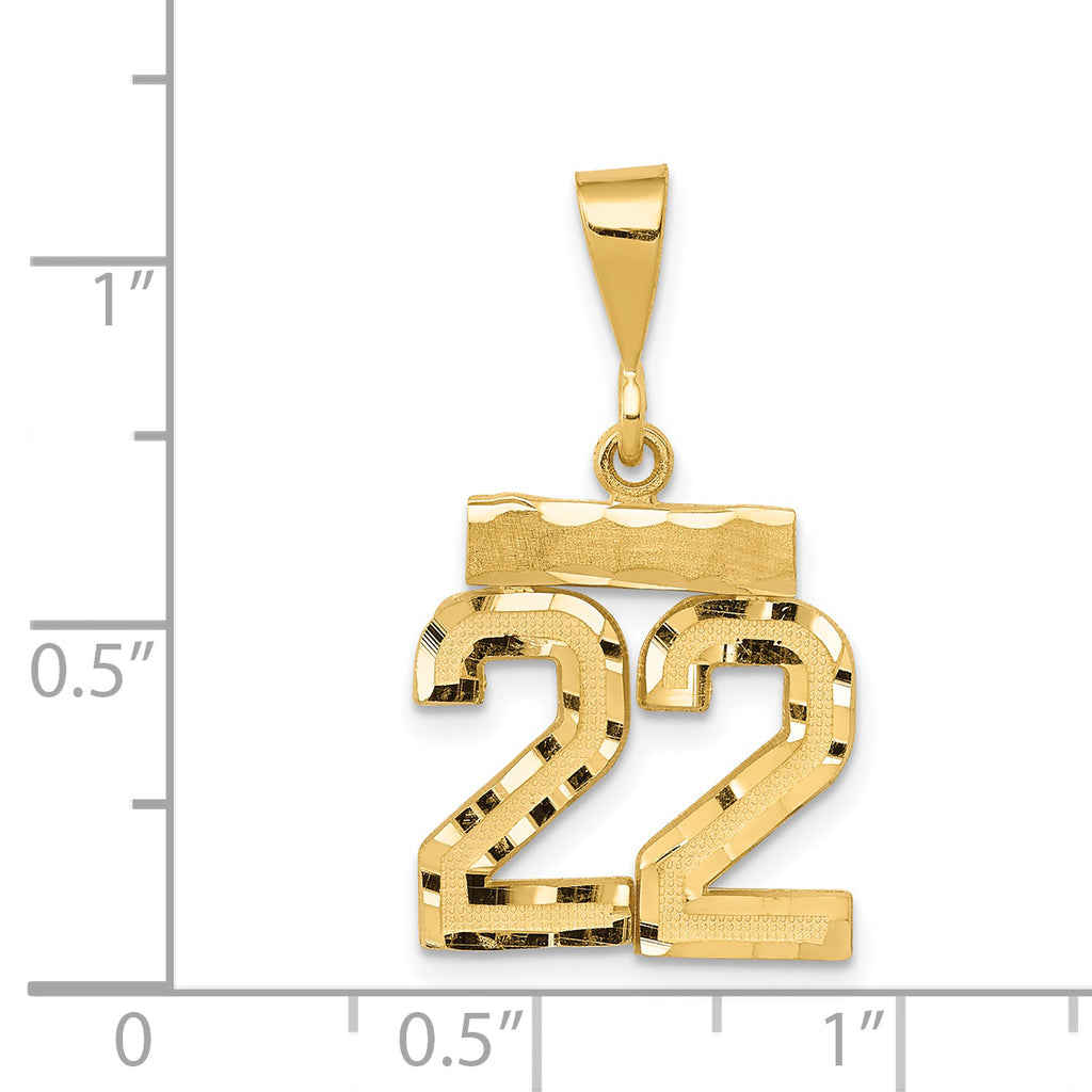 14K Small Diamond-cut Number 22 Charm