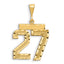 14k Small Brushed Diamond-cut Number 27 Charm