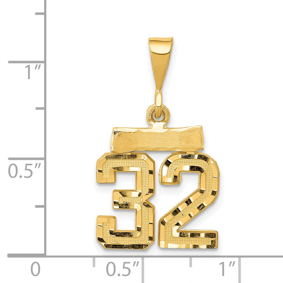14K Small Diamond-cut Number 32 Charm