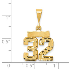 14K Small Diamond-cut Number 32 Charm