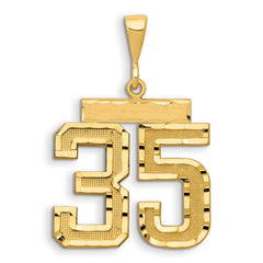 14k Small Brushed Diamond-cut Number 35 Charm