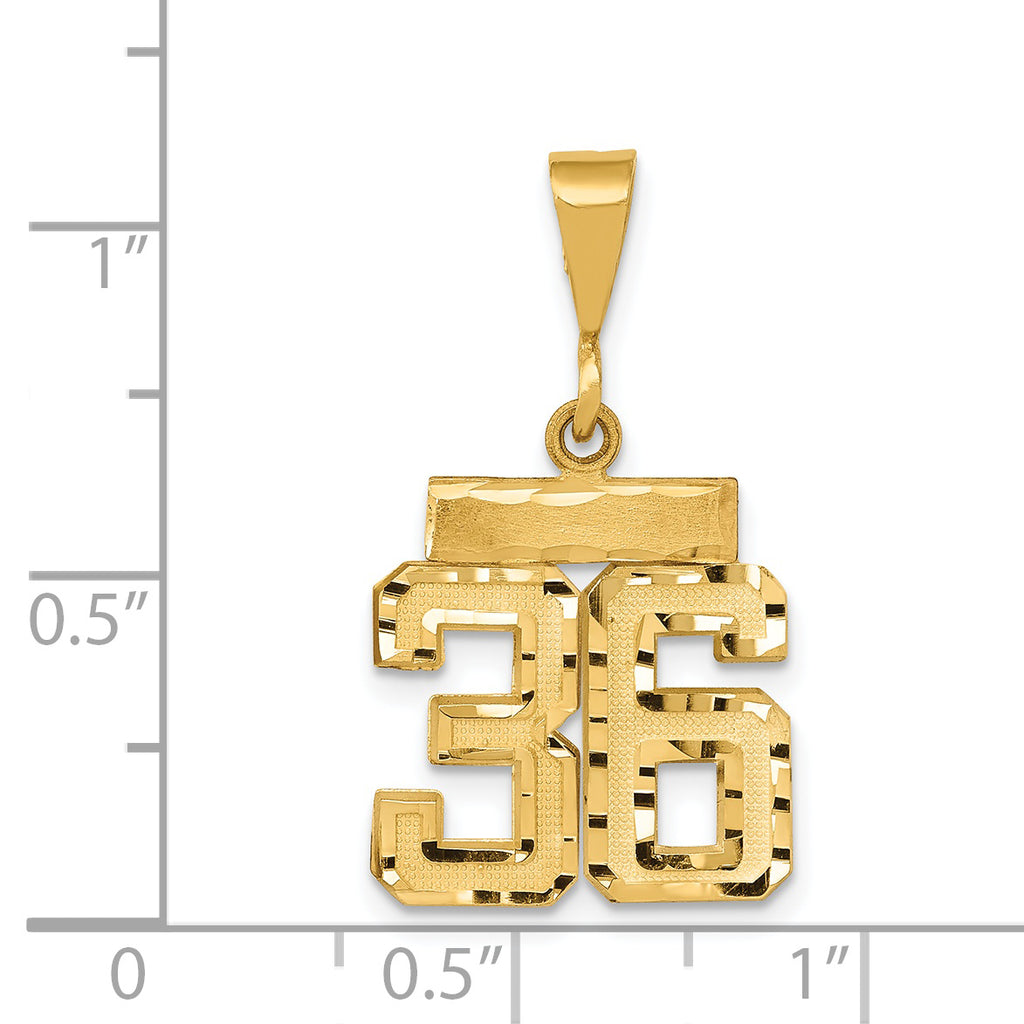 14K Small Diamond-cut Number 36 Charm