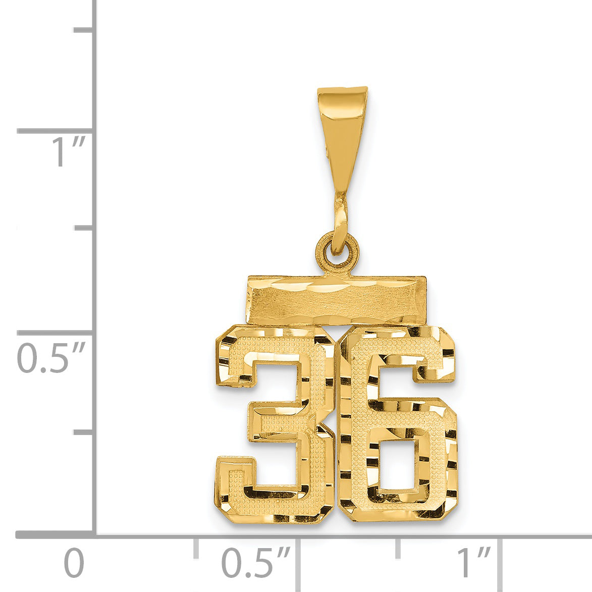 14K Small Diamond-cut Number 36 Charm