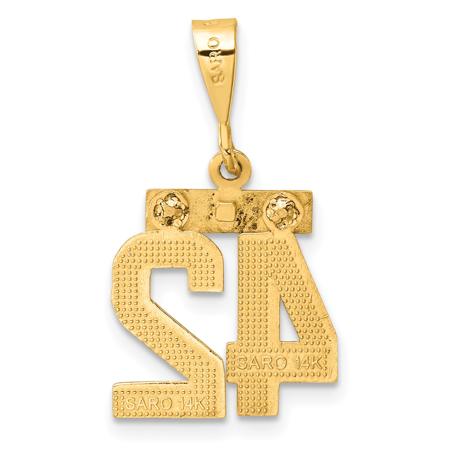 14K Small Diamond-cut Number 42 Charm