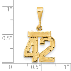 14K Small Diamond-cut Number 42 Charm