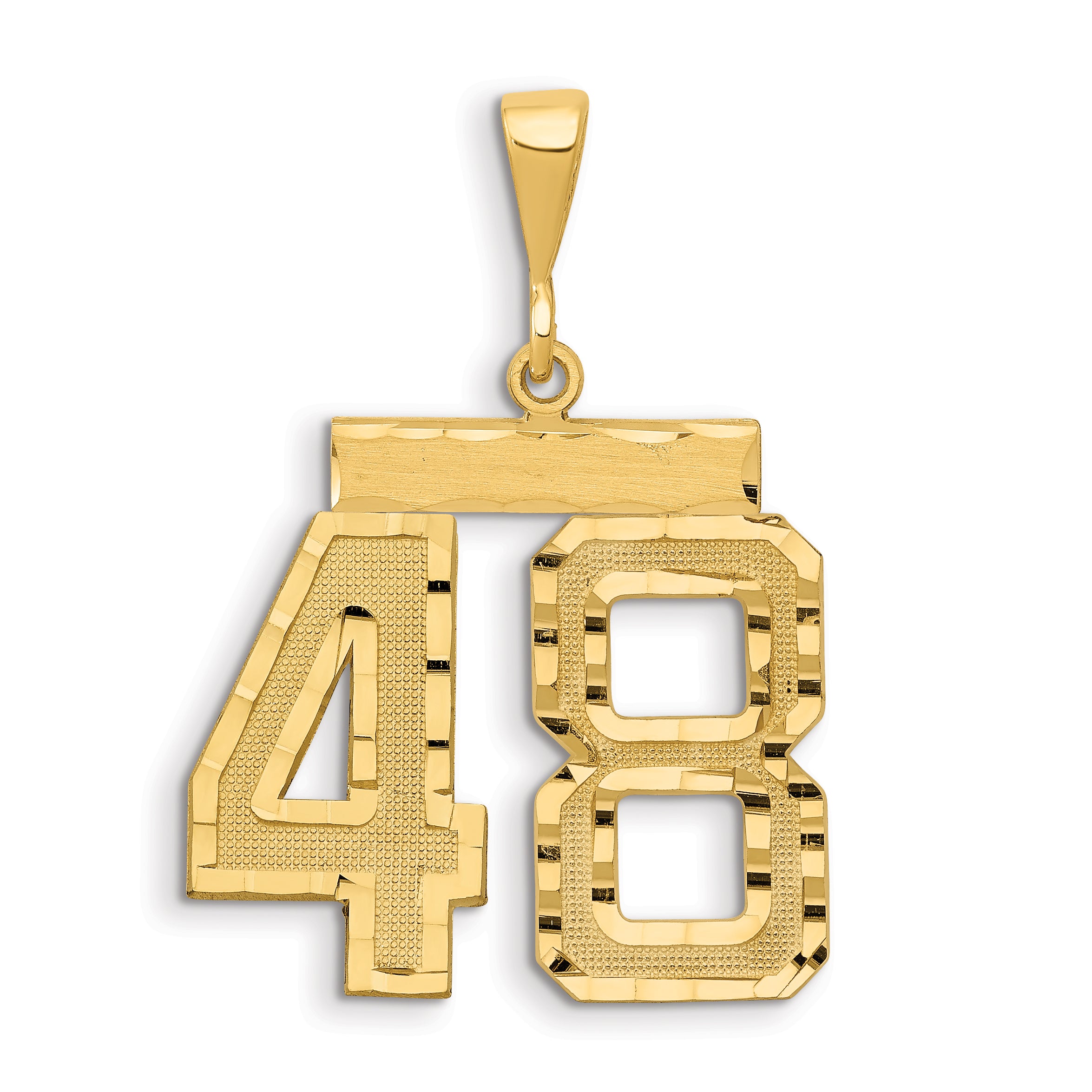 14k Small Brushed Diamond-cut Number 48 Charm Main image