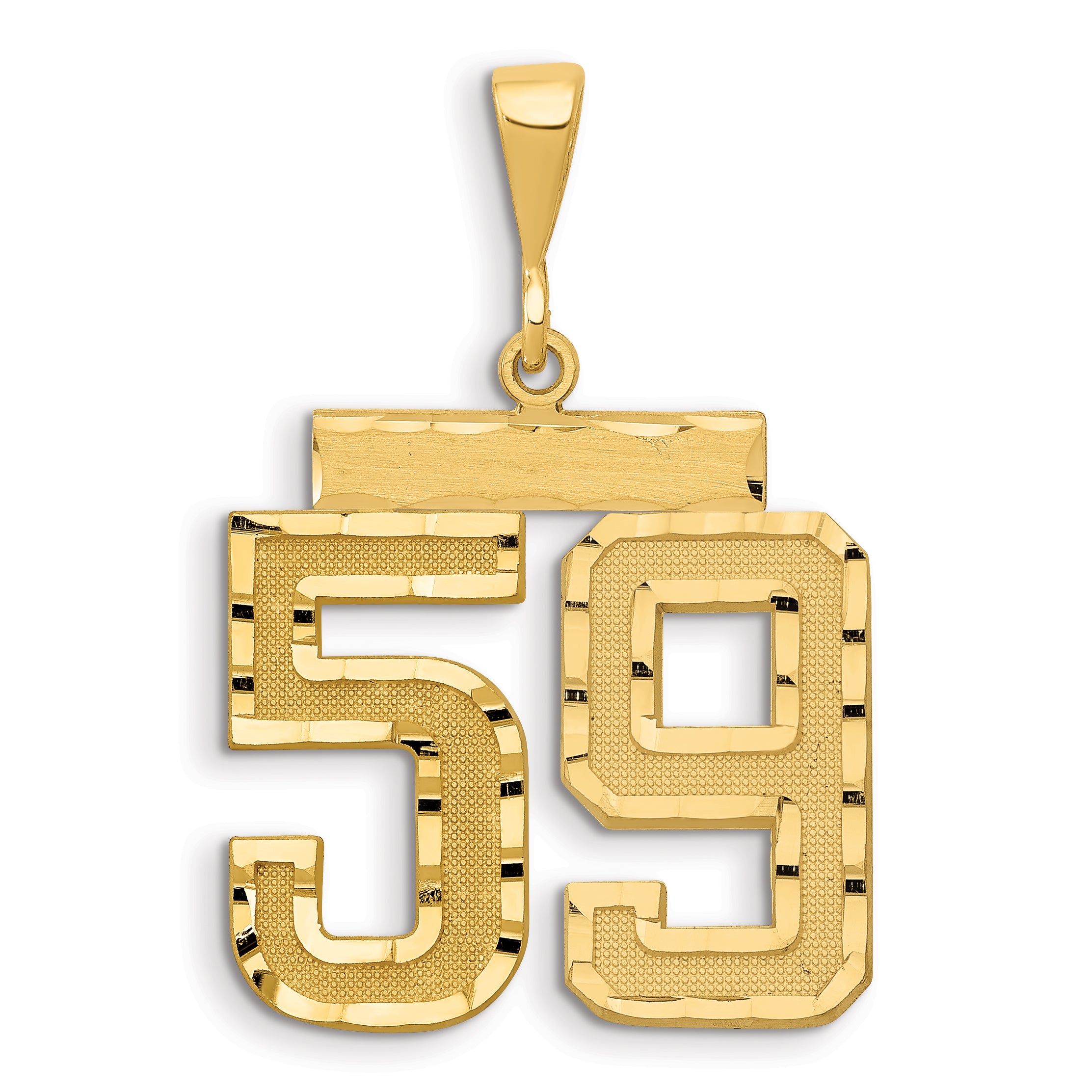 14k Small Brushed Diamond-cut Number 59 Charm
