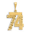 14k Small Brushed Diamond-cut Number 74 Charm