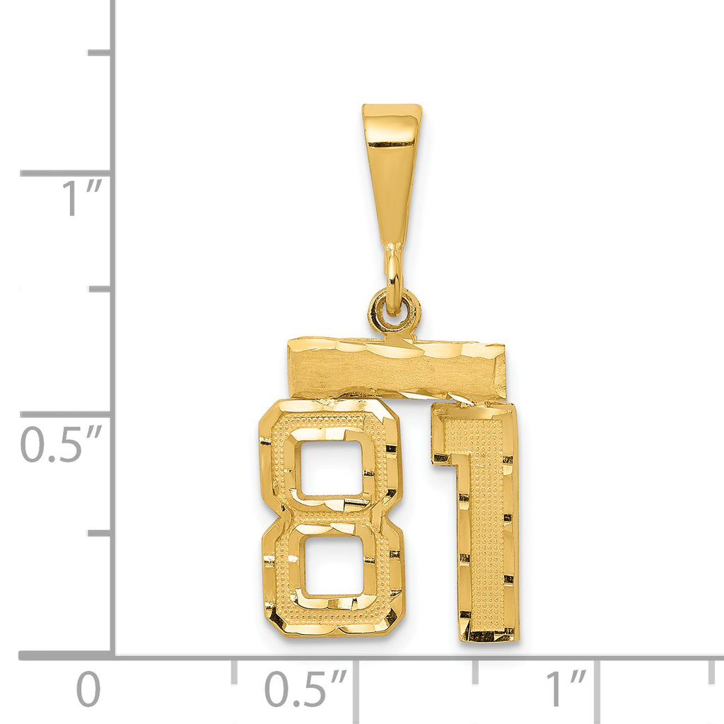14K Small Diamond-cut Number 81 Charm