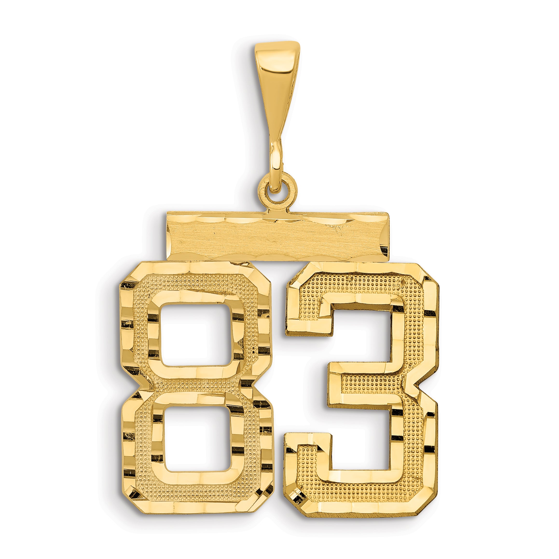 14k Small Brushed Diamond-cut Number 83 Charm