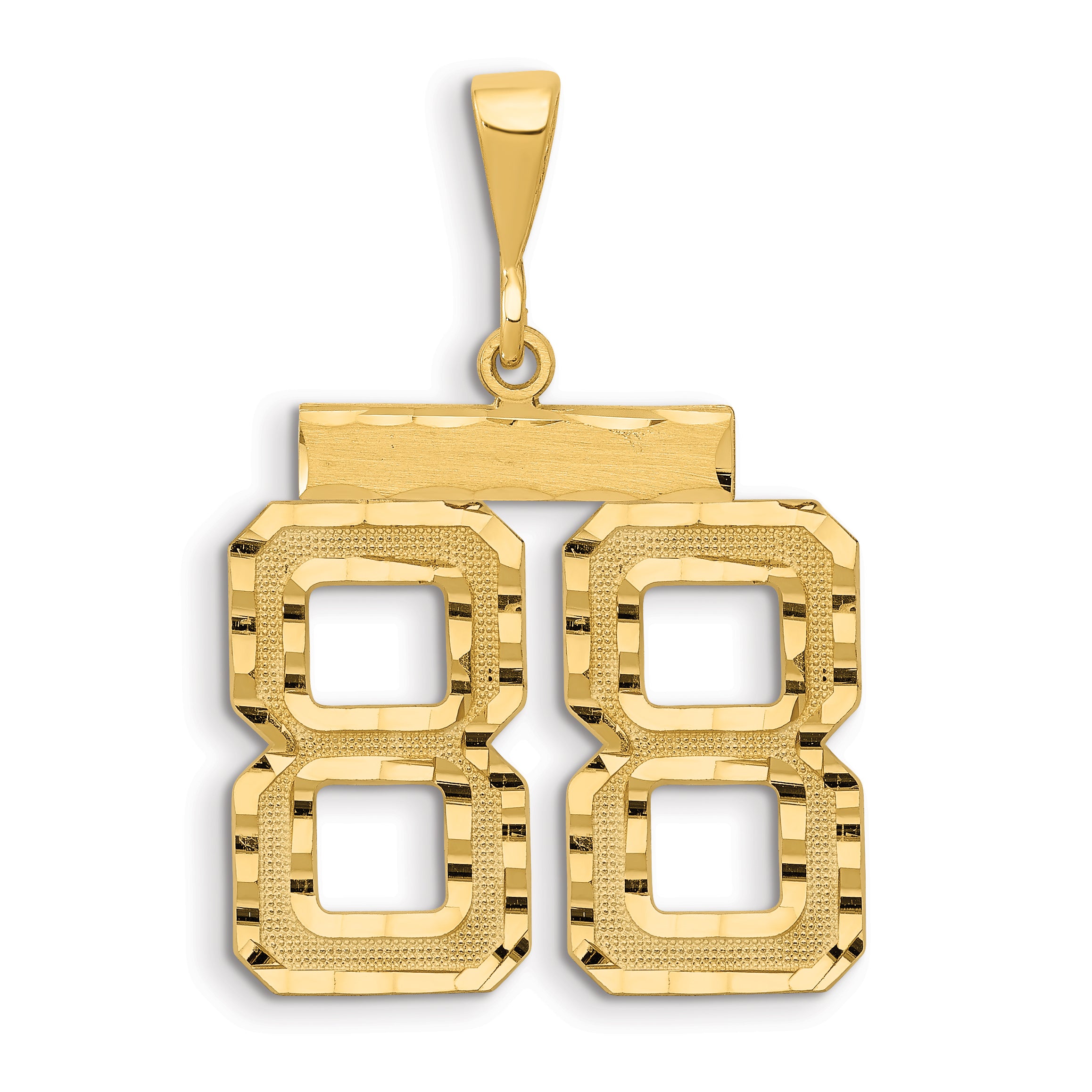 14k Small Brushed Diamond-cut Number 88 Charm