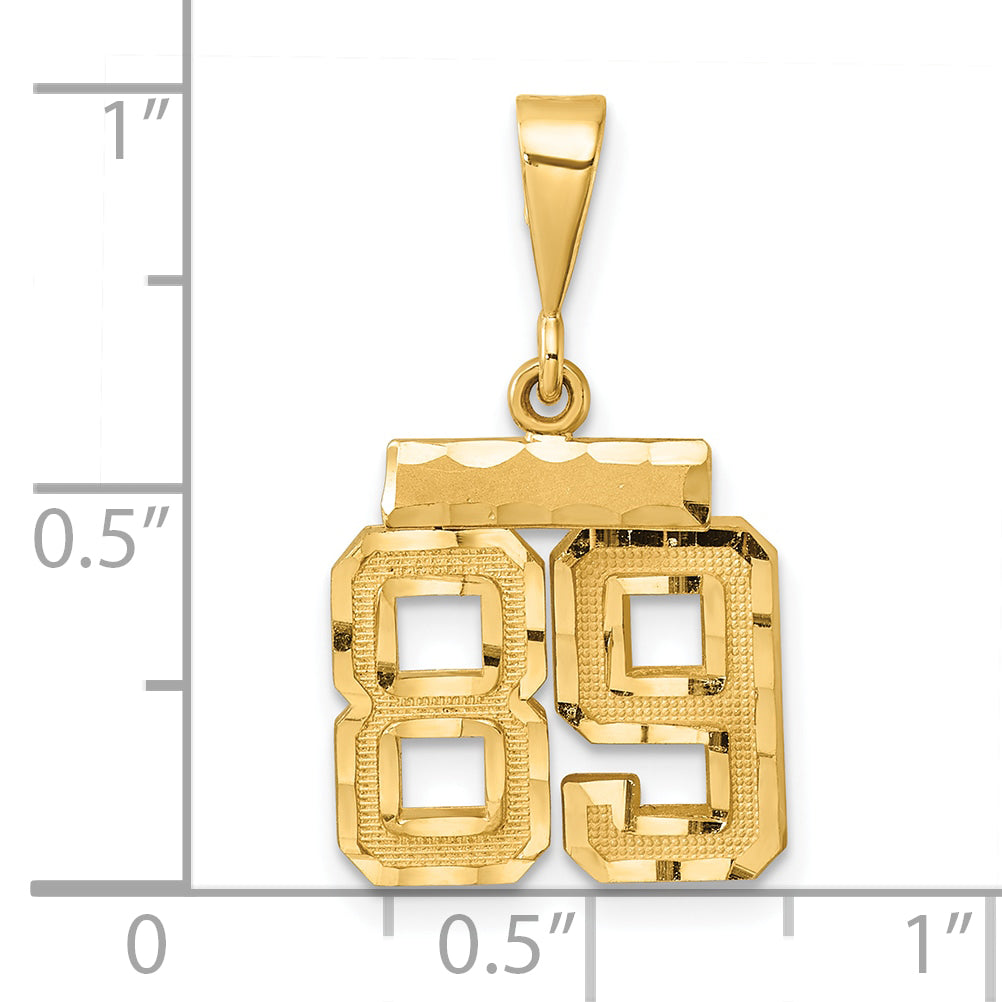 14K Small Diamond-cut Number 89 Charm
