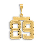 14k Small Brushed Diamond-cut Number 89 Charm