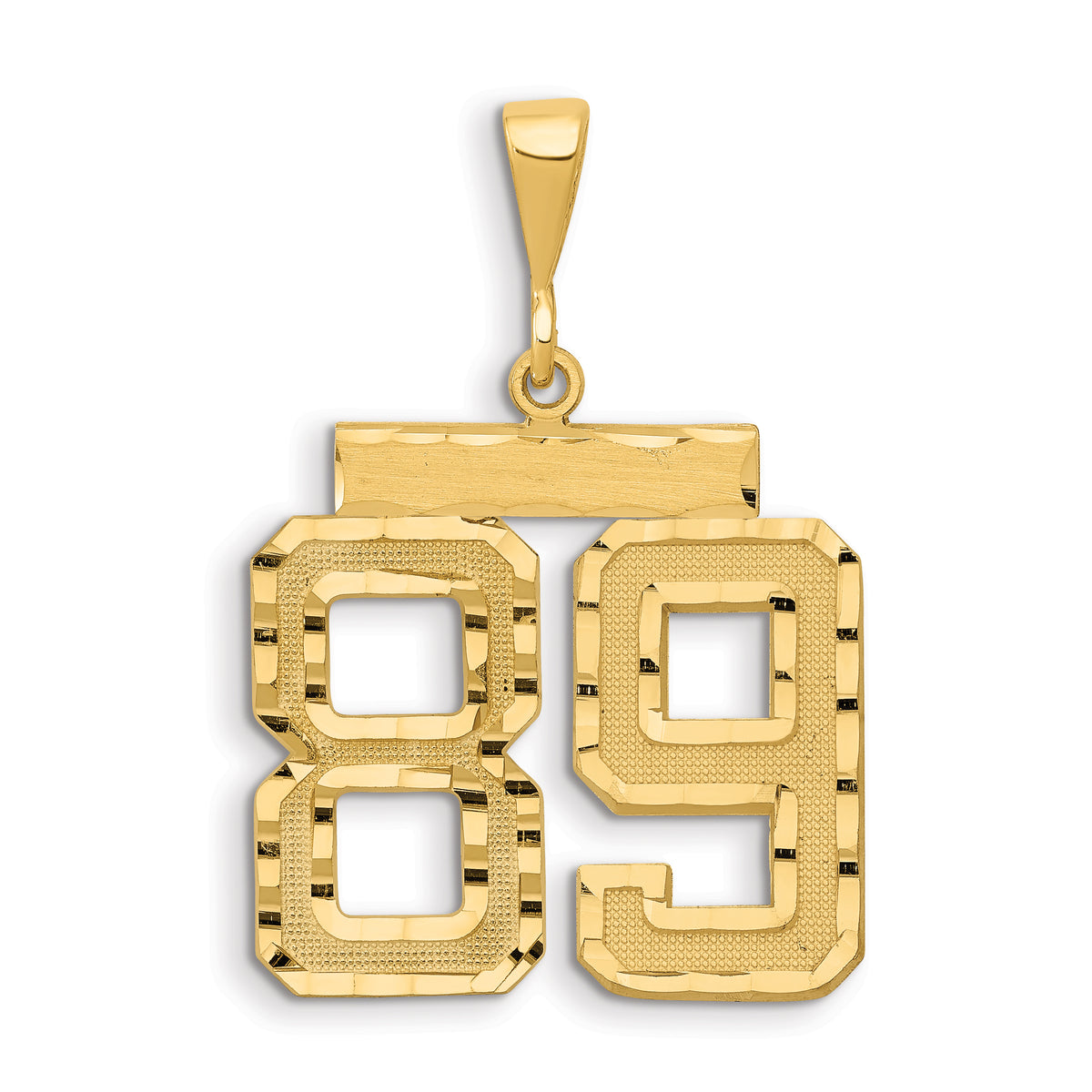 14k Small Brushed Diamond-cut Number 89 Charm