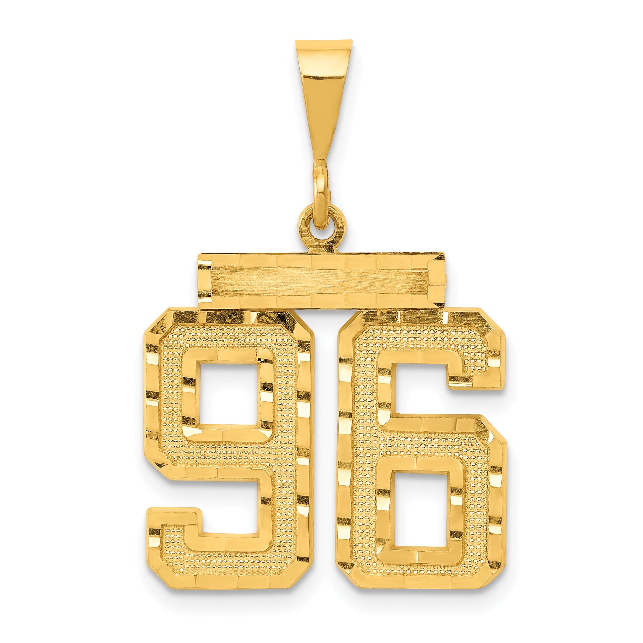 14k Small Brushed Diamond-cut Number 96 Charm